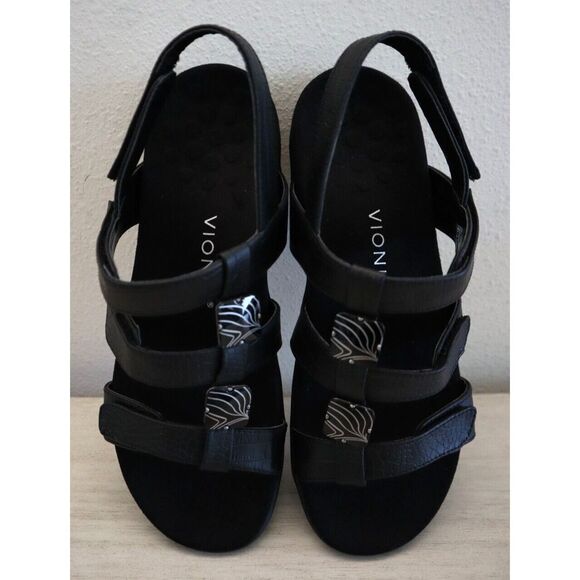 Vionic Women's Sz 10M Black Croco Amber Adjustable Orthotic Sandals - Picture 9 of 12